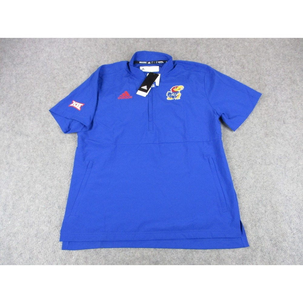 Kansas Jayhawks Jacket Mens Small Blue Red NCAA Basketball Adidas Short Sleeve